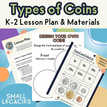 Preview of TYPES OF COINS | Money for K-2, Coin Matching Worksheets