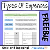 TYPES OF EXPENSES: FREEBIE- Financial Literacy- Transition