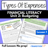 TYPES OF EXPENSES-Financial Literacy-Transition-Worksheets