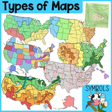 Types of Maps Clip Art | USA | Road, Weather, Climate, Phy