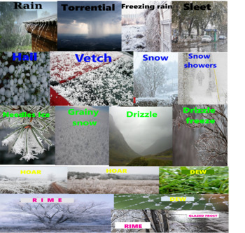 Preview of TYPES OF PRECIPITATION AND DEPOSITS WORKSHEETS