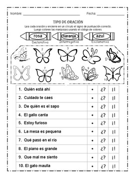 Preview of PUNTUATION - PUNTUACION - TYPES OF SENTENCES - TIPOS DE ORACIONES - SPANISH