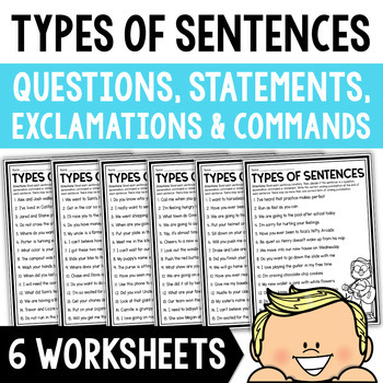 types of sentences punctuation worksheet statements questions
