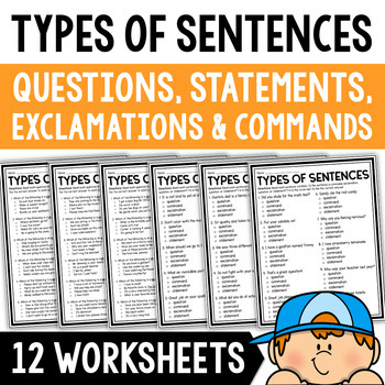 types of sentences command exclamation question statement quiz worksheets