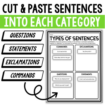 types of sentences sort activity worksheet statements questions