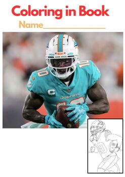 Preview of TYREEK HILL, NFL, Coloring in Book, PDF Printable Book