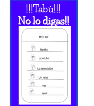 Preview of Tabú Taboo A Spanish Communication Synchronous Digital Vocabulary Game 