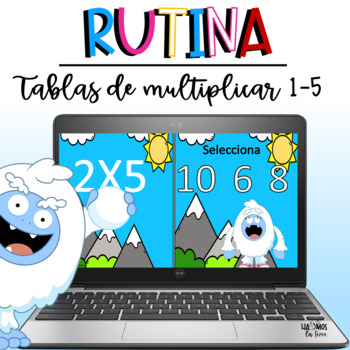 Preview of Tabla de multiplicar del 1 al 5 - RUTINA DIARIA  - PPT