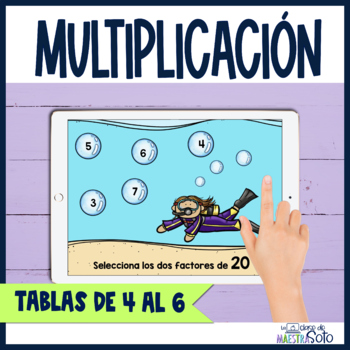 Preview of Tablas de multiplicar del 4 al 6 Boom Cards™  Multiplicación