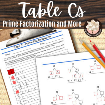 Preview of Table C Prime Factorization Prime and Composite Numbers Montessori Factor Trees