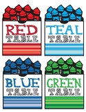 Table Color Labels - Art Room or Classroom