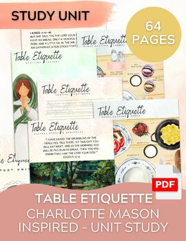 Preview of Table Etiquette Unit Study, Charlotte Mason Inspired, Homeschool Lesson