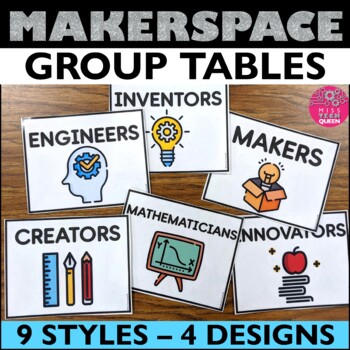 Preview of Table Group Signs STEM labels Makerspace Labels Team STEAM Groups Back to School