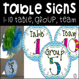 Table Group Team Number Signs