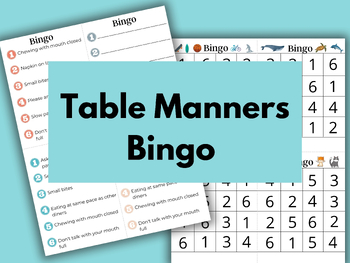 Preview of Table Manners BINGO Game | Dining Etiquette Game