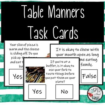 Preview of Table Manners Task Cards  
