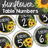 Table Number Signs Modern Farmhouse Sunflower Classroom Decor