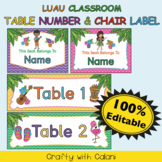 Table Number and Chair Labels in Hawaiian Luau Theme - 100% Editable