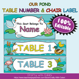 Table Number and Chair Labels in Our Pond Theme - 100% Editble