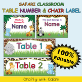 Table Number and Chair Labels in Safari Theme - 100% Editable