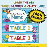Table Number and Chair Labels in Under The Sea Theme - 100% Editble
