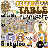 Table Numbers | EDITABLE | Retro Vibes Classroom Decor