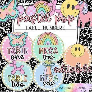 Preview of Table Numbers Pastel Pop