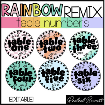 Preview of Table Numbers // Rainbow Remix Bundle 90's retro decor