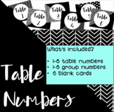 Table Numbers Signs (Black and White)