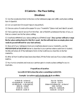 Preview of Table Place Settings with Prepositions of Location