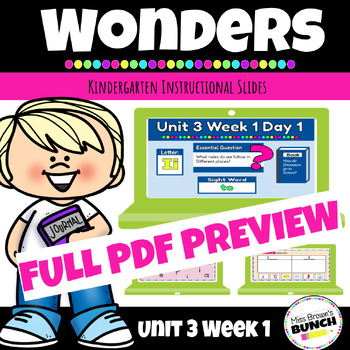 Preview of Wonders Kindergarten Unit 3 Week 1 SAMPLE WEEK (PDF Version)