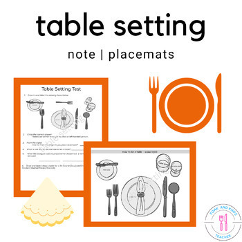 Preview of Table Setting Note For The Culinary High School And FCS Classroom