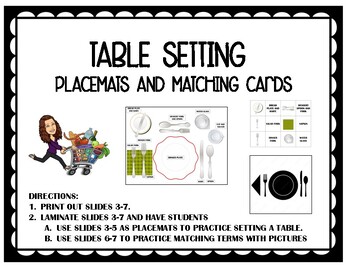 Preview of Table Setting Placemat and Cards