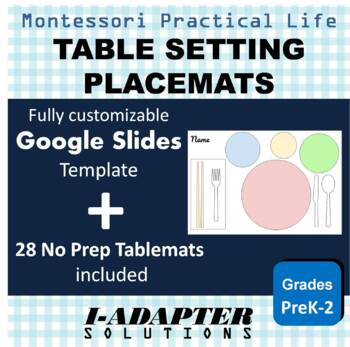 Preview of Table Setting Placemats  | Life Skills | Customizable Template
