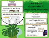 Table Settings Google Slides & Taboo Game Instructions