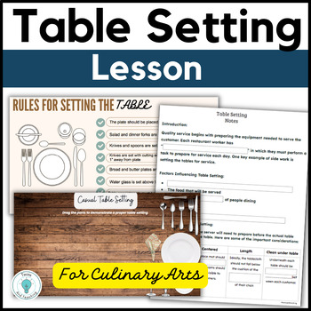 Preview of Table Settings Lesson for Culinary Arts - Prostart - Family Consumer Science