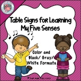 Table Signs for Learning- My Five Senses