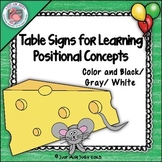 Table Signs for Learning- Positional Concepts