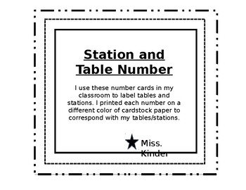 Preview of Table/Station Numbers