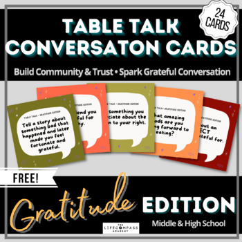 Table Talk Conversation Cards -gratitude Edition By The Life Compass 