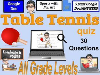 Preview of Table Tennis / Ping Pong - all grades - 30 True and False / Answers