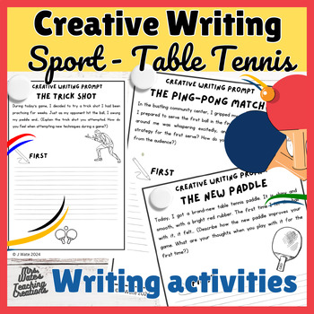 Preview of Table Tennis Sports Creative Writing Prompts Activities & Writing Worksheets