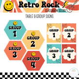 Table and Group Number Signs Editable Groovy Retro Classro