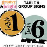 Table and Group Signs for Classroom Management  -  Bright 