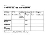 Table d'animaux