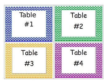 Preview of Table number Labels (Cheveron)