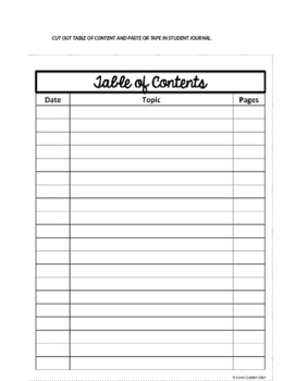 Preview of Table of Contents -  Blank Template