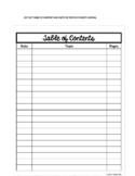 Table of Contents -  Blank Template