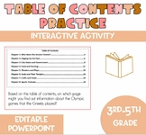 Table of Contents Question Review