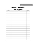 Table of Contents for Interactive Writer's Notebook